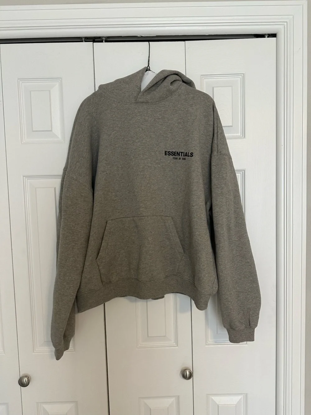 Fear of God ESSENTIALS Heather Gray Hoodie with Black Logo - Picture 2 of 7